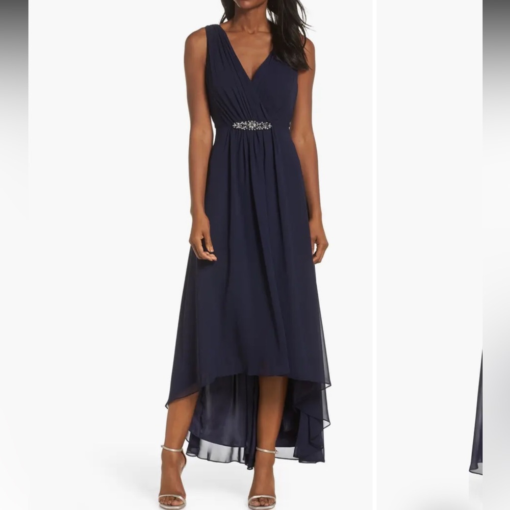 Eliza J Embellished High Low chiffon dress